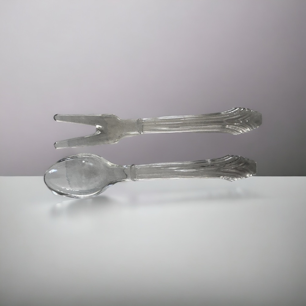 Vintage Imperial Crystal Clear Salad Server Set